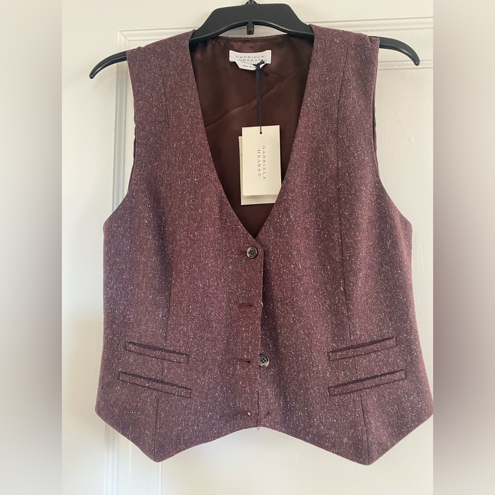 NWT Gabriela Hearst Zelos Vest Speckled Tweed Sz 8
